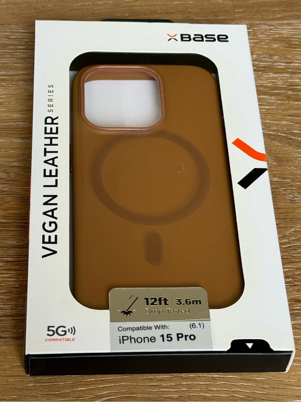 New xBase Vegan Leather MagSafe-Compatible iPhone 15 Pro 6.1”” Case Brown